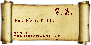 Hegedűs Milla névjegykártya