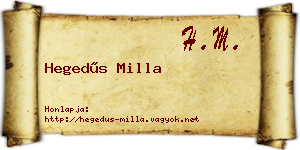 Hegedűs Milla névjegykártya