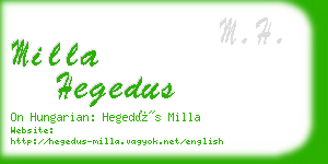 milla hegedus business card